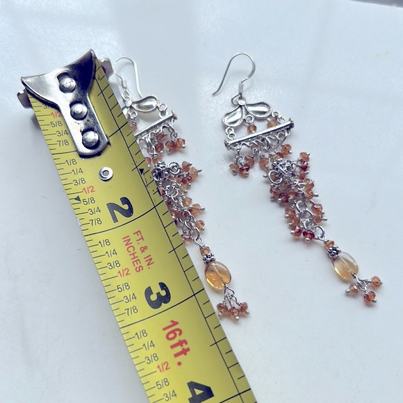 Sterling silver and citrine chandelier earrings. - Picture 4 of 4